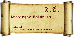 Kroninger Balázs névjegykártya